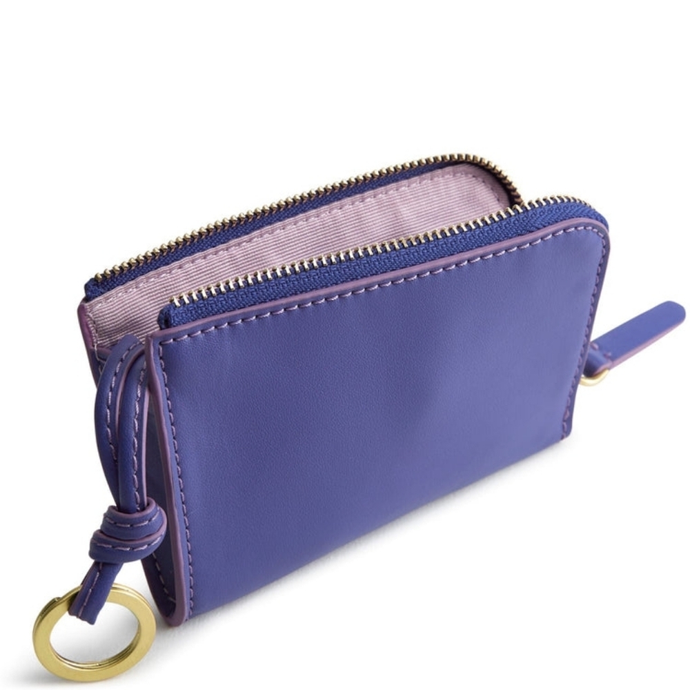 Vera Bradley Deep Ultramarine Leather Zip Card Pouch